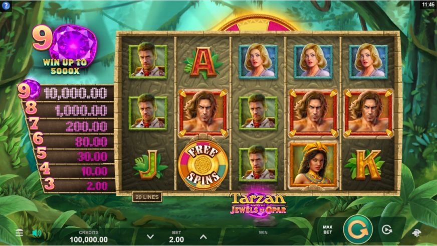 Tarzan and the Jewels of Opar slot screen 1
