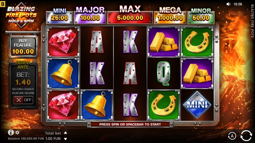 Blazing Fire Pots Hold & Spin slot screen 1