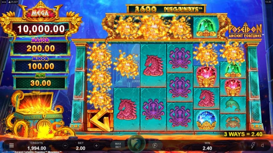Ancient Fortunes Poseidon Megaways slot screen 2