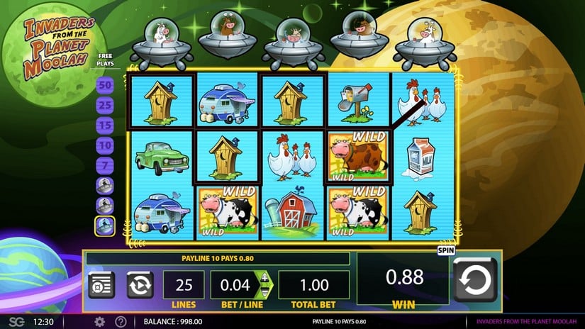 Invaders from the Planet Moolah slot screen 2