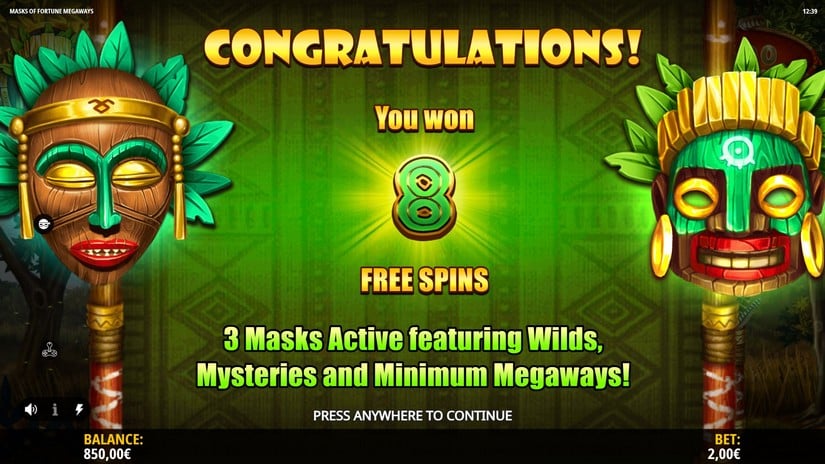 Masks of Fortune Megaways slot screen 3