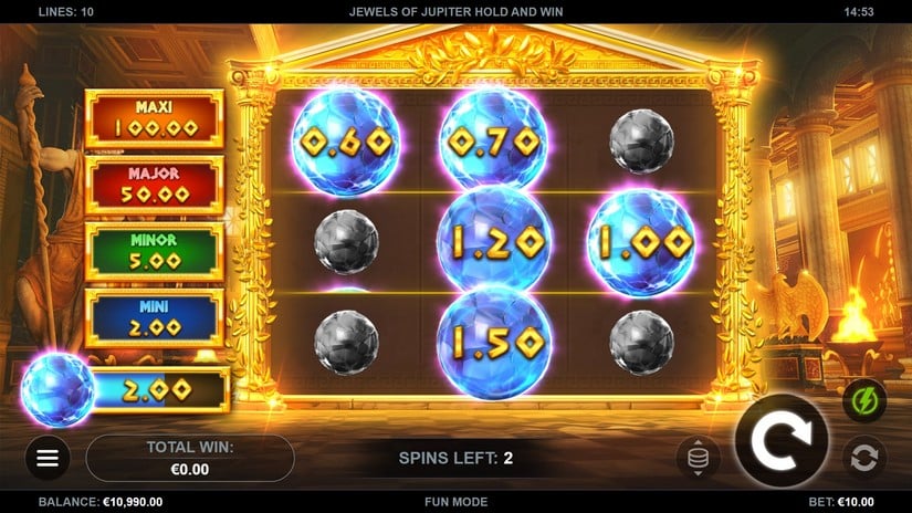 Jewels of Jupiter Hold and Win slot screen 3