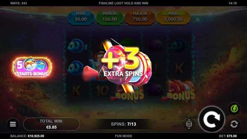 Fishline Loot Hold and Win slot screen 4