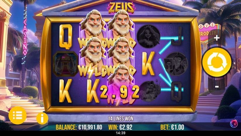 Zeus God of Gaming slot screen 4