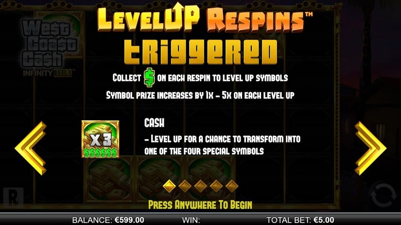 West Coast Cash Infinity Reels slot screen 4