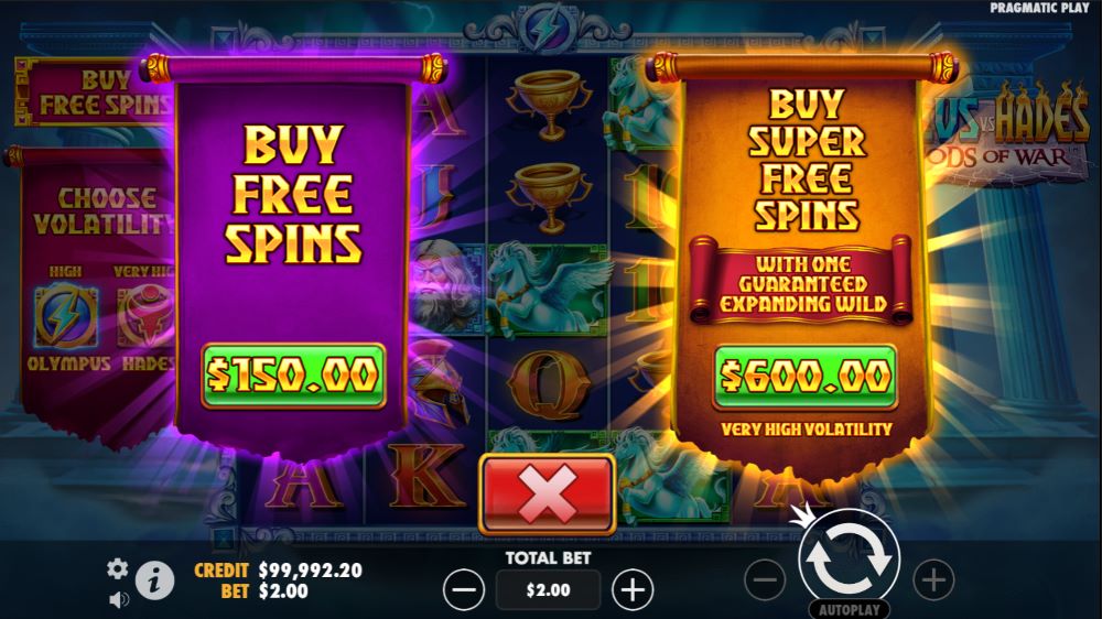 Zeus vs Hades Gods of War bonus buy