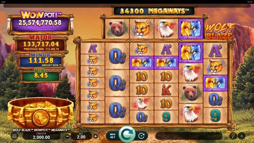 Wolf Blaze WOWPOT! Megaways slot screen 1