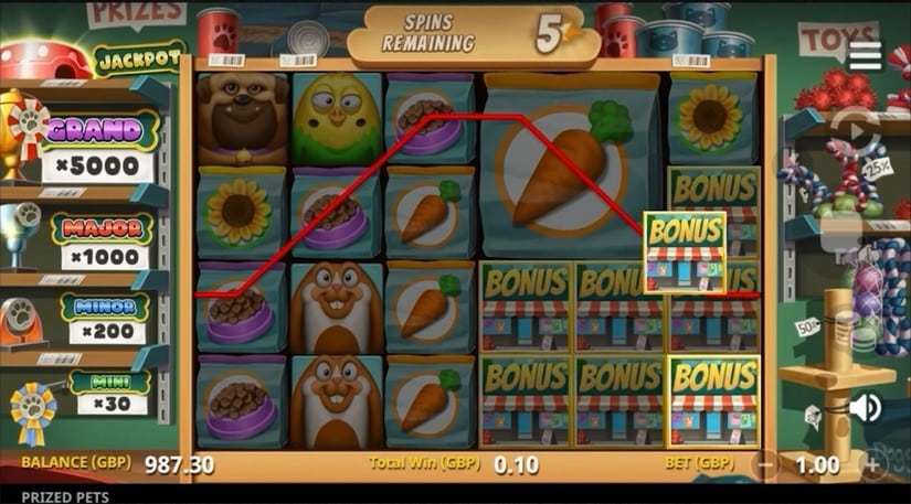 Prized Pets Gigablox slot screen 5