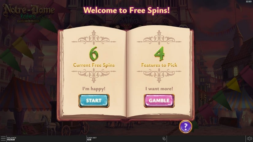 Notre-Dame Tales GigaBlox slot screen 2