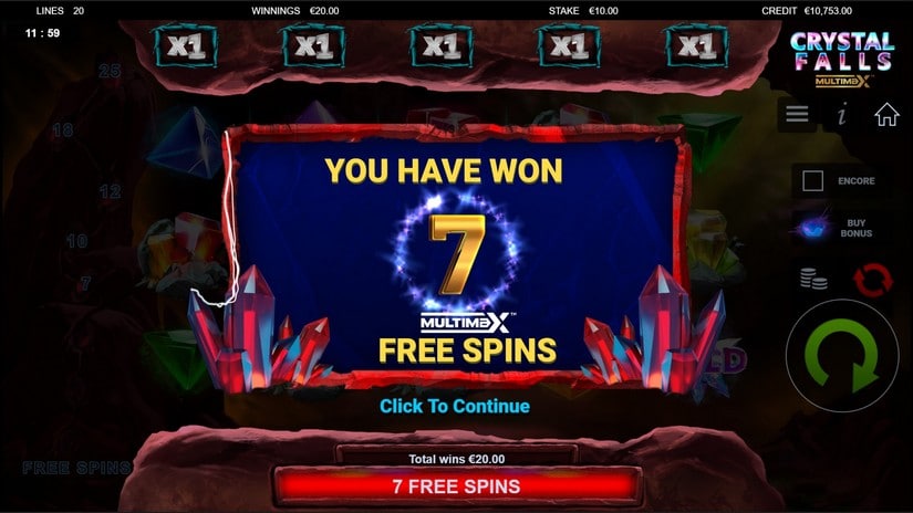 Crystal Falls Multimax slot screen 2