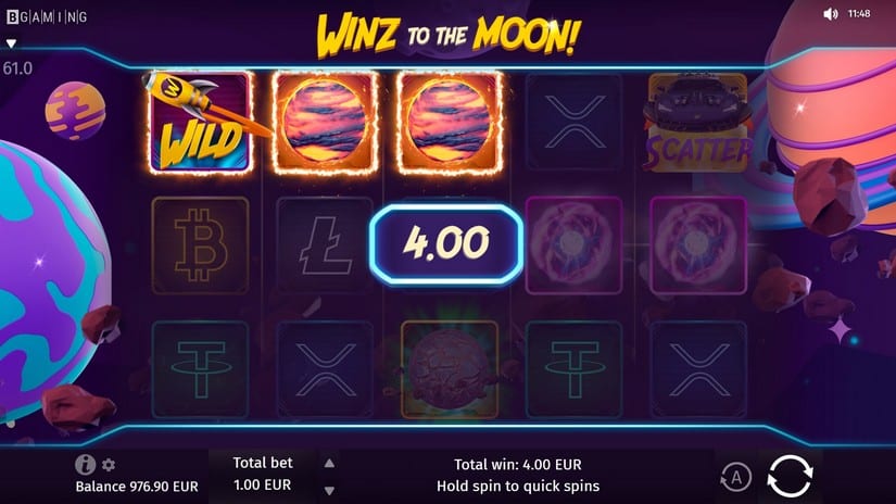 Winz to the Moon slot screen 2
