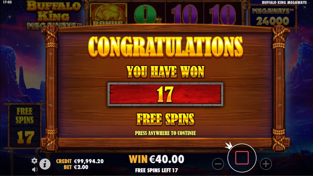 Buffalo King Megaways free spins activated