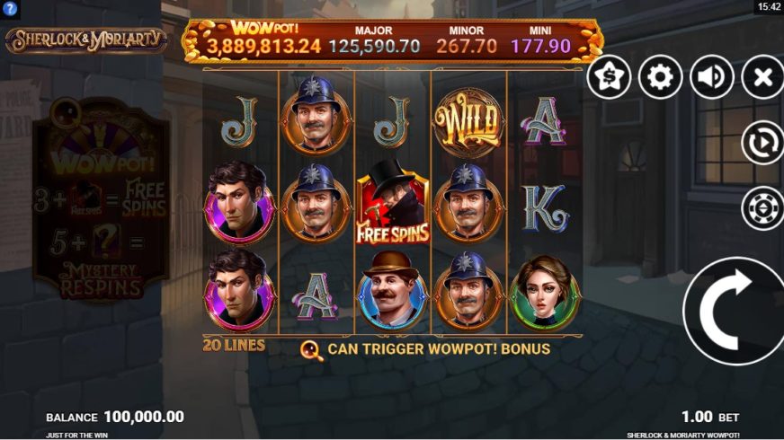 Sherlock and Moriarty WowPot slot screen 1