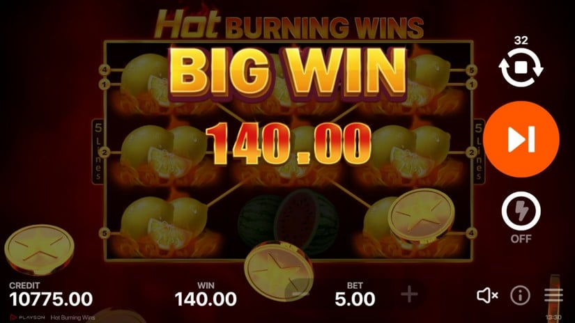 Hot Burning Wins slot screen 4
