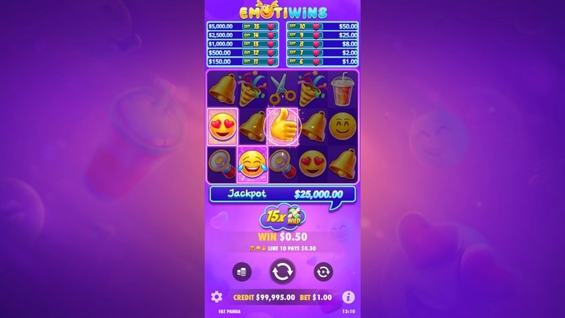 Emotiwins slot screen 2