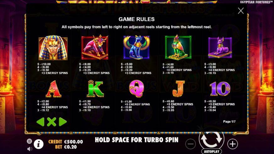 Egyptian Fortunes slot screen 2