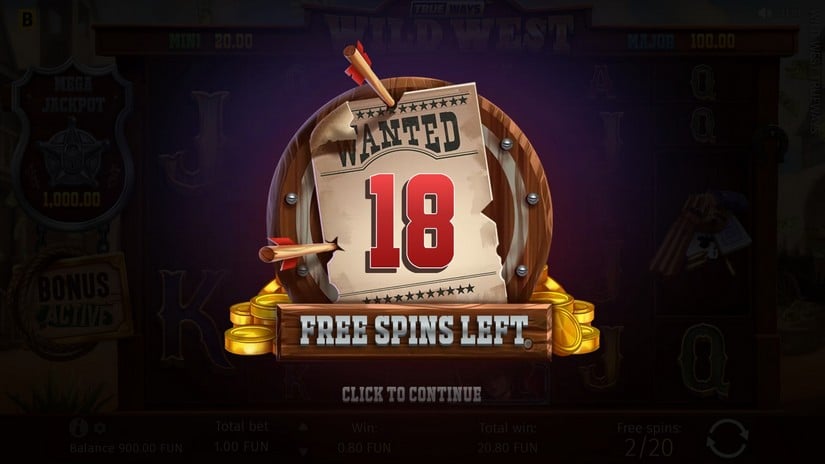 Wild West TRUEWAYS slot screen 3