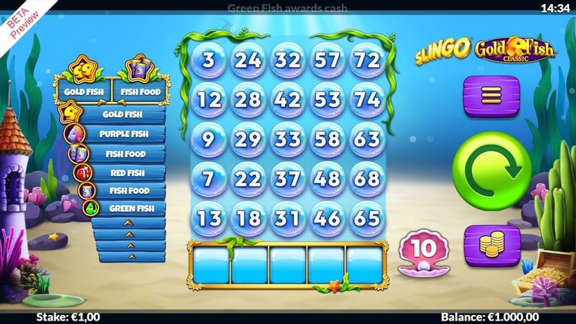 Slingo Gold Fish slot screen 1