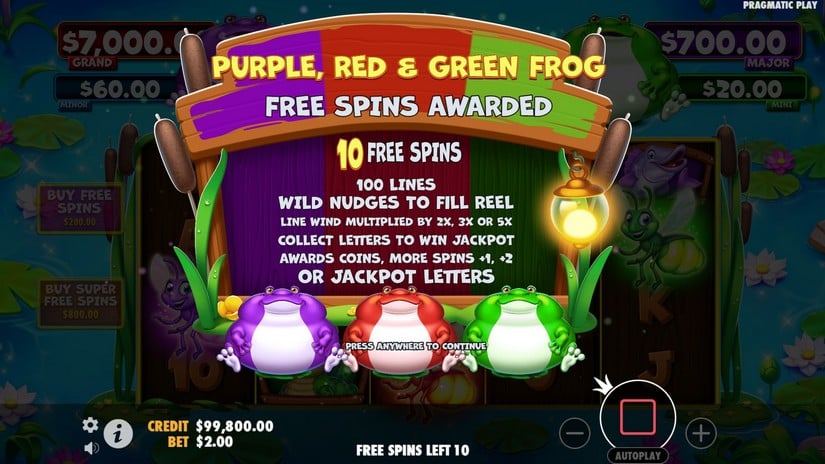 Tiny Toads slot screen 2