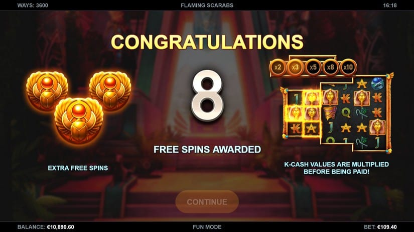 Flaming Scarabs slot screen 2