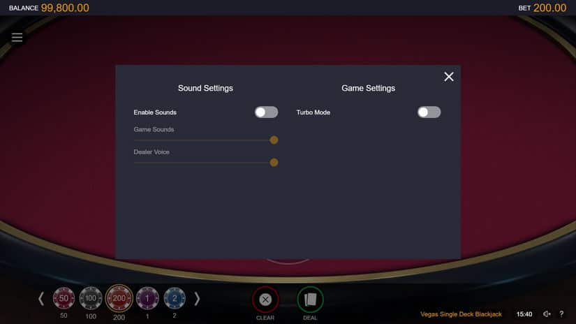 Vegas Single Deck Blackjack slot screen 2