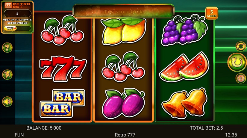 Retro 777 slot screen 1