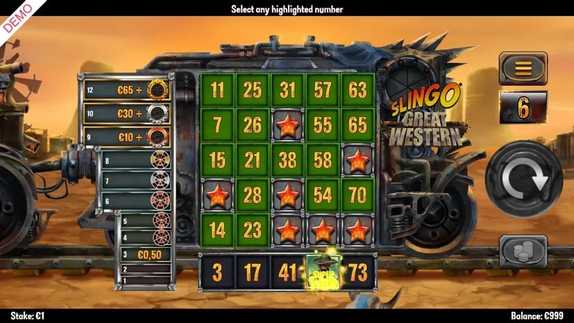 Slingo Great Western slot screen 4