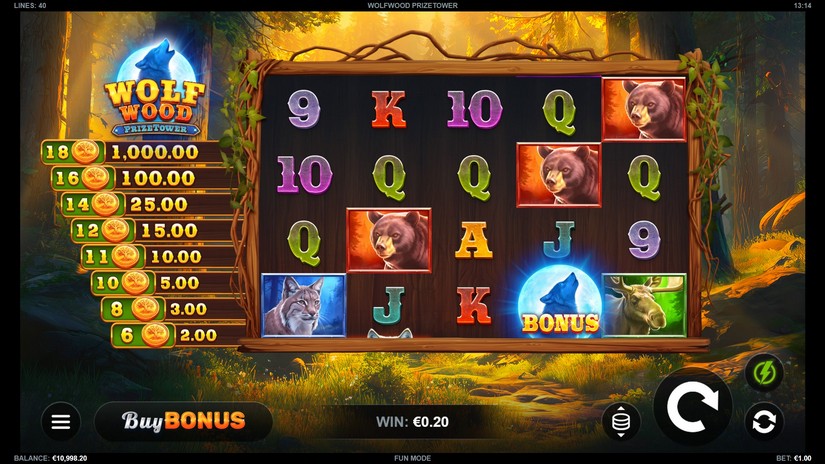 WolfWood PrizeTower slot screen 1
