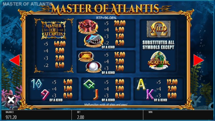 Master of Atlantis slot screen 2