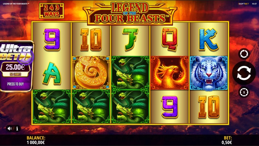 Legend of the Four Beasts slot screen 1