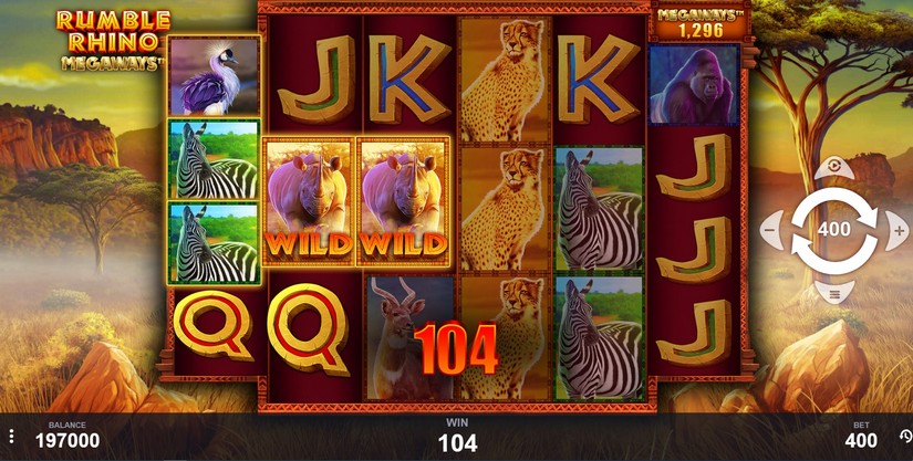 Rumble Rhino Megaways slot screen 2