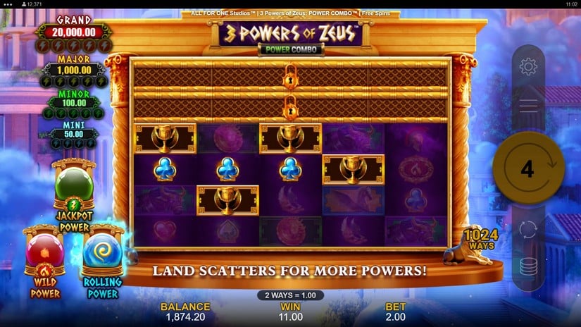 3 Powers of Zeus POWER COMBO slot screen 5