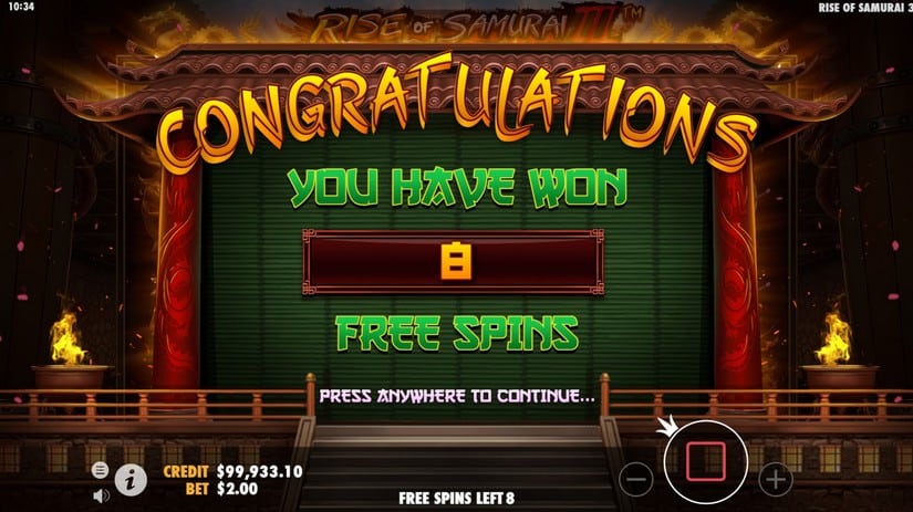 Rise of Samurai III slot screen 4