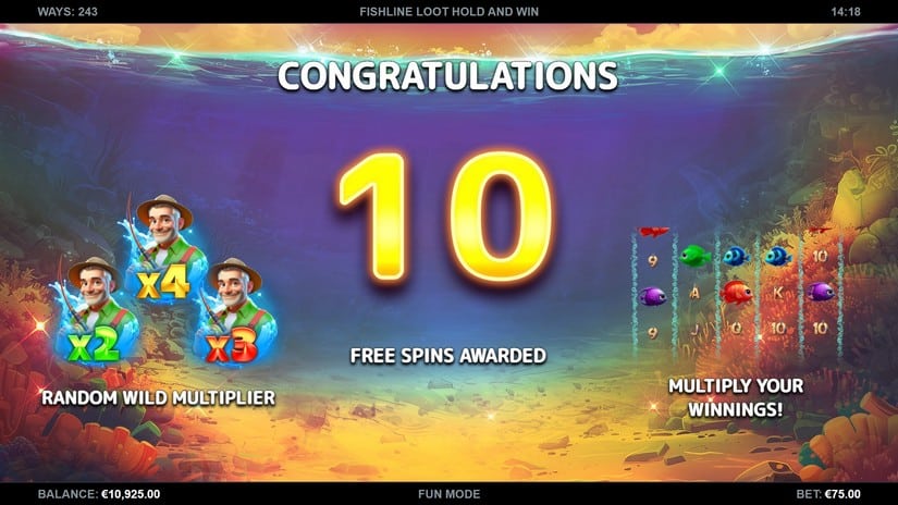 Fishline Loot Hold and Win slot screen 2