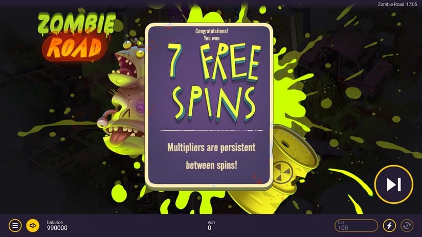 Zombie Road slot screen 3