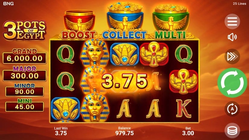 3 Pots of Egypt slot screen 2