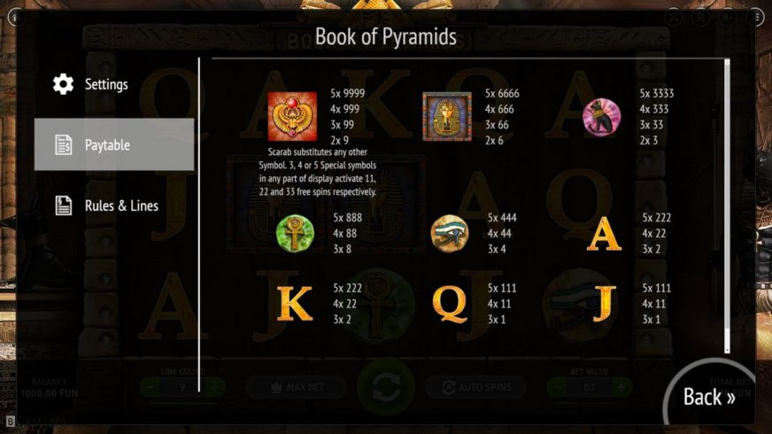 Book Of Pyramids slot screen 2