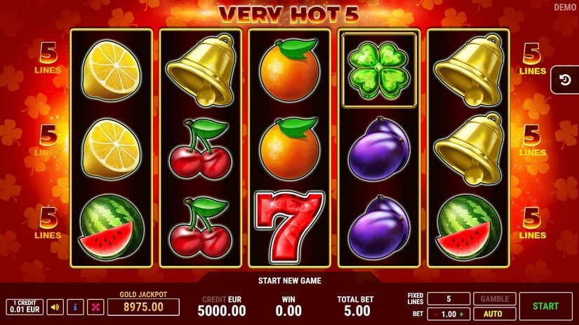 Very Hot 5 slot screen 1