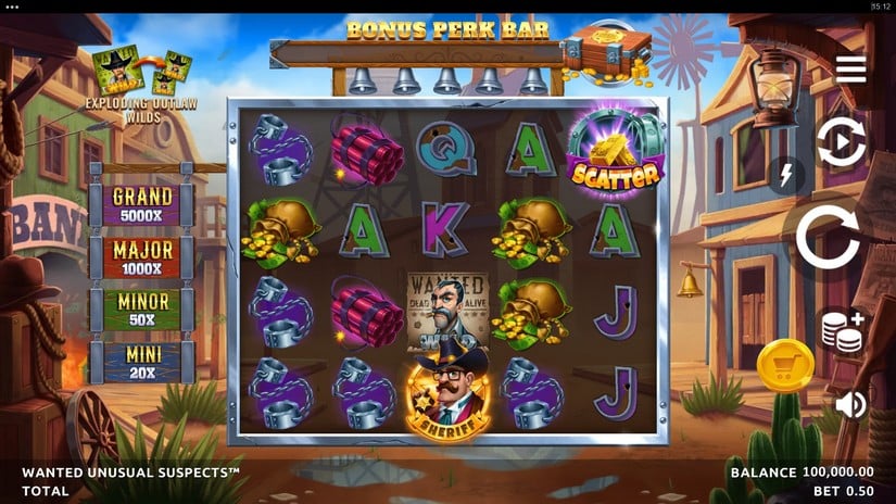 Wanted Unusual Suspects slot screen 1