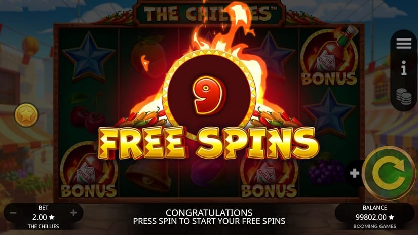 The Chillies slot screen 3