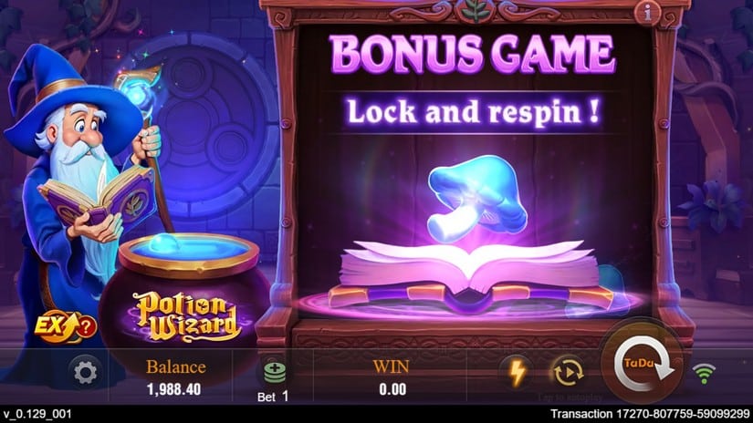 Potion Wizard slot screen 4