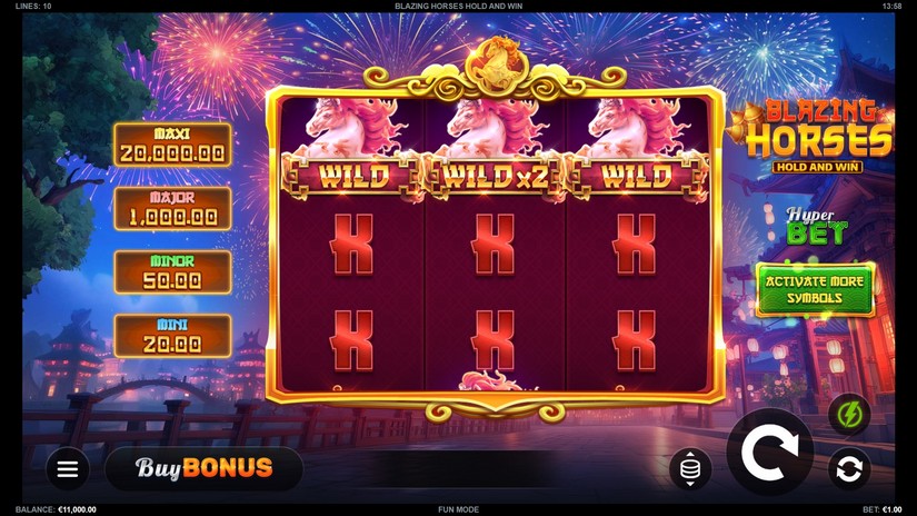 Blazing Horses Hold and Win slot screen 1