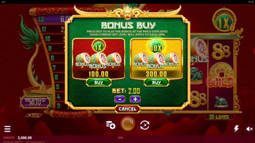 12 Fortune Dragons slot screen 1