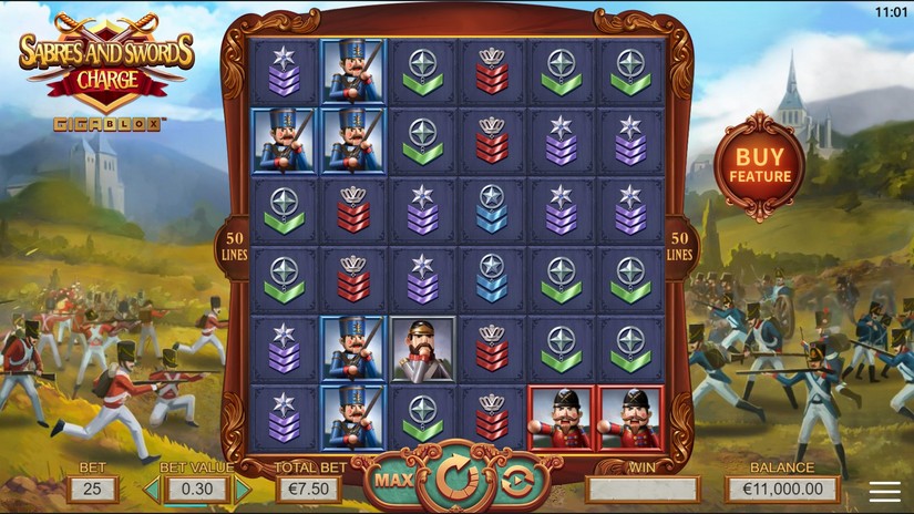 Swords and Sabres: Charge Gigablox slot screen 1