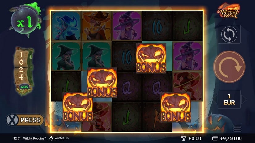WitchyPoppins slot screen 2