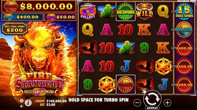 Fire Stampede slot screen 1