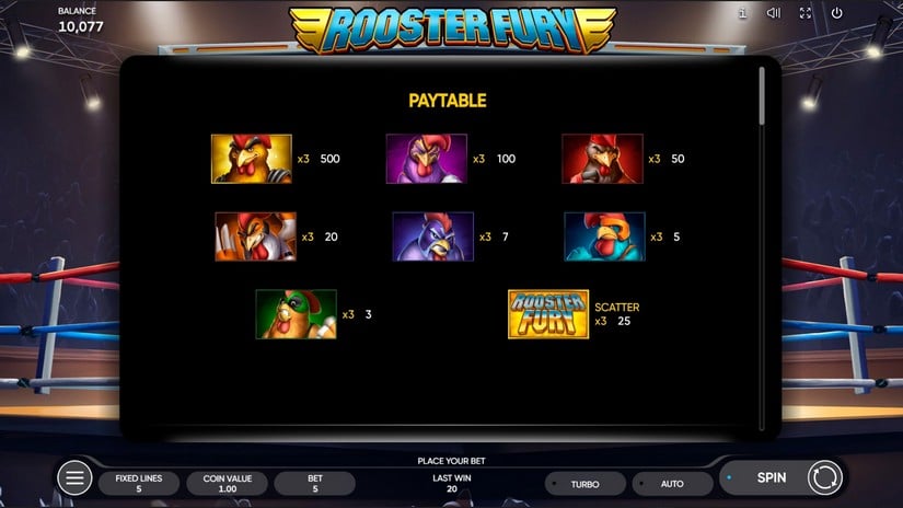 Rooster Fury slot screen 5