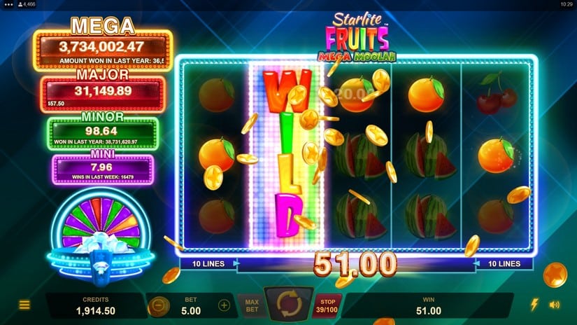 Starlite Fruits Mega Moolah slot screen 5