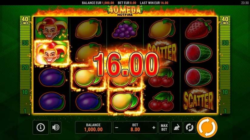 40 Mega Hotfire slot screen 2