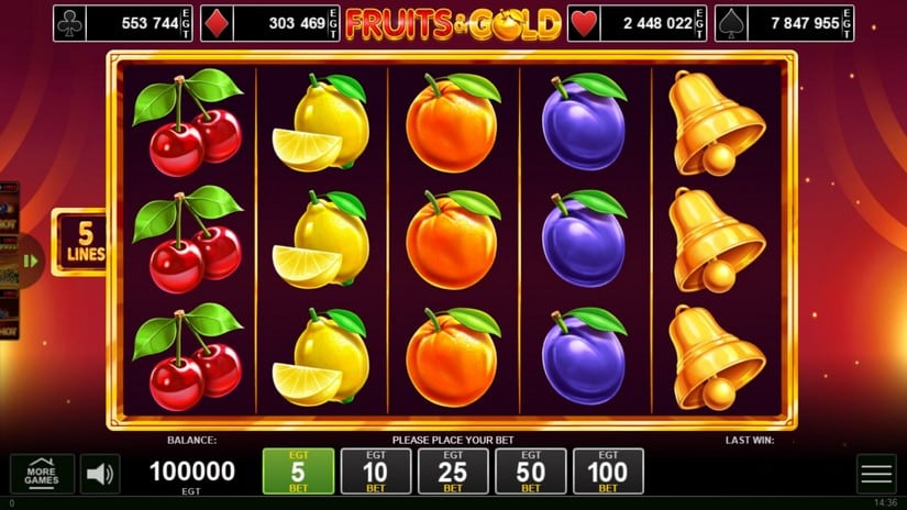 Fruits & Gold slot screen 1